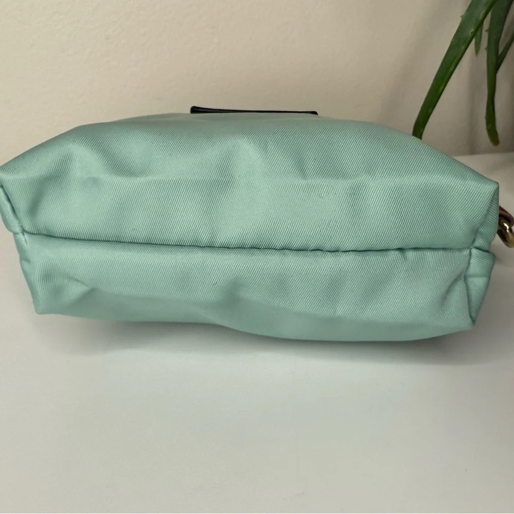 Dooney & Bourke Mint Nylon Shopper Tote + Pouch Leather Trim Stripe Lining - Picture 12 of 13